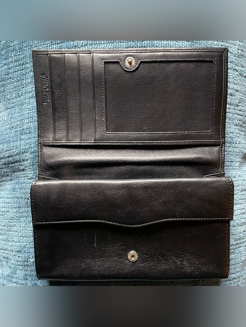 Black Leather Card & Key Holder Wallet - Women's